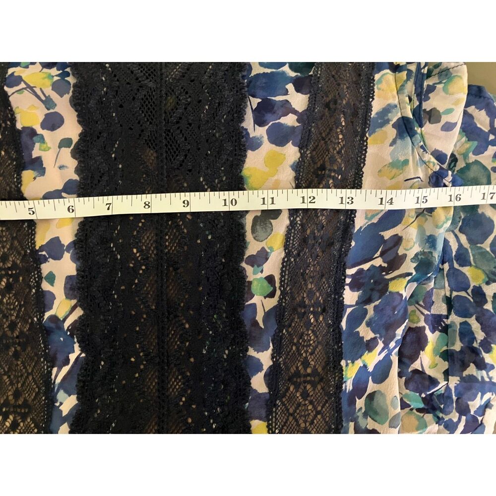 BCBGMaxAzria Jalena floral print lace detail silk sleeveless mini dress - Picture 11 of 13